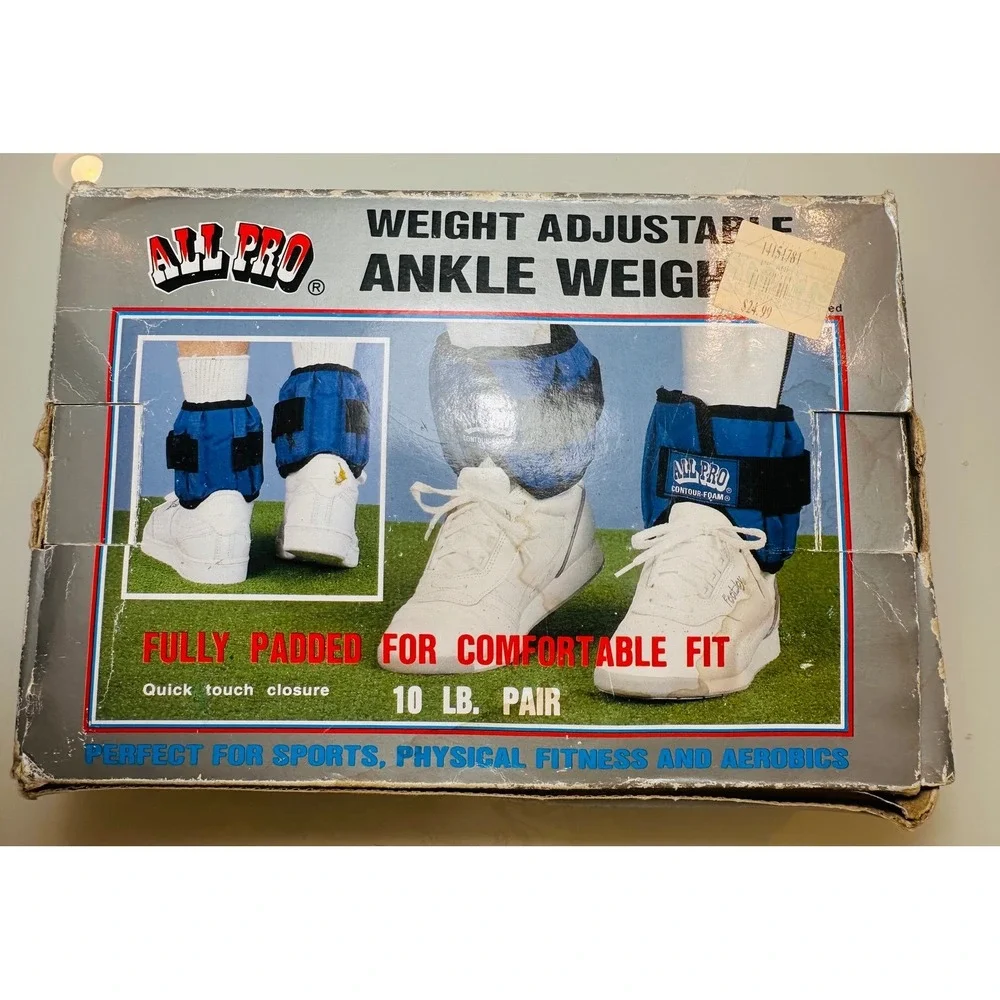 All Pro Weight Adjustable Ankle Weights 10 lb Pair Blue Model 400 Contour-Foam